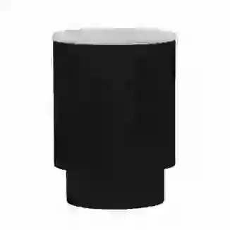 Black Mango Wood Round Side Table with Ribbed Detailing
